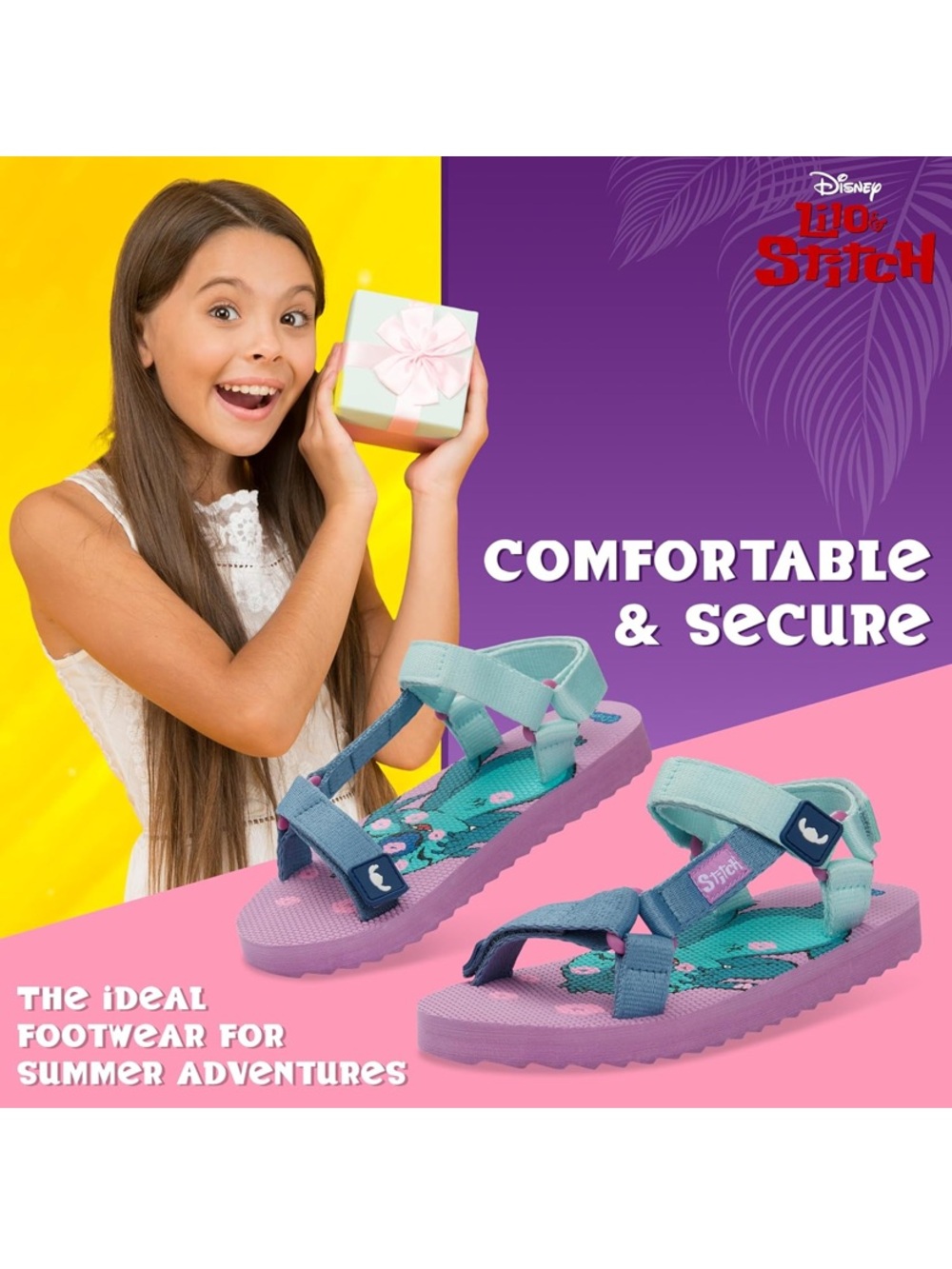 Kids' Pink & Teal Adjustable Outdoor Sandals slippers lilo & stitch girl 3y - Picture 3 of 5
